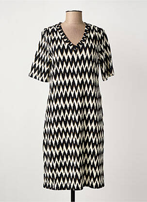 Robe mi-longue imprimé fantaisie manches courtes noir GARCIA femme