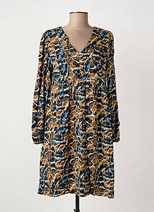 Robe mi-longue coupe fluide manches longues beige LOLA ESPELETA femme