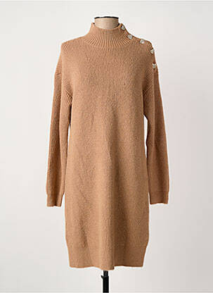 Robe pull coupe droite manches longues beige MORGAN femme