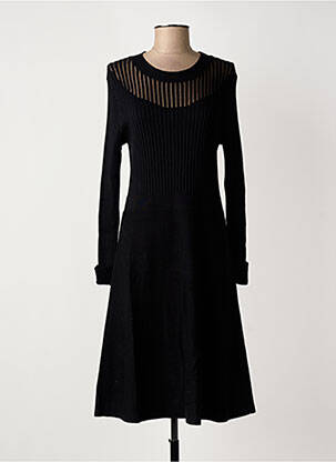 Robe mi-longue coupe évasée manches longues noir MORGAN femme