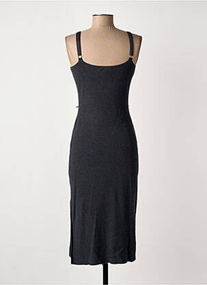 Robe mi-longue col rond fines bretelles gris MORGAN femme