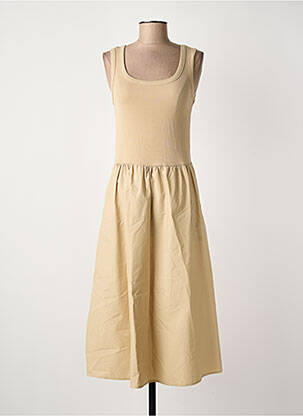 Robe longue coupe évasée fines bretelles beige SOYACONCEPT femme