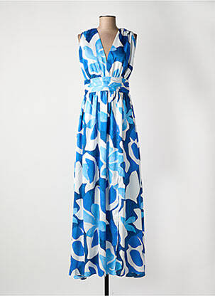 Robe longue imprimé fantaisie sans manche bleu MORGAN femme