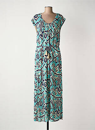 Robe longue imprimé fantaisie manches courtes bleu LOLA ESPELETA femme