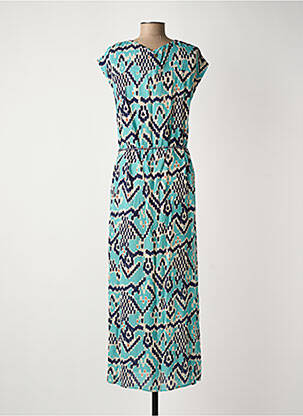 Robe longue imprimé fantaisie manches courtes bleu LOLA ESPELETA femme