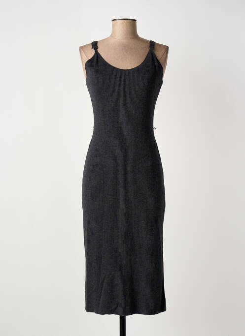Robe mi-longue col rond fines bretelles gris MORGAN femme