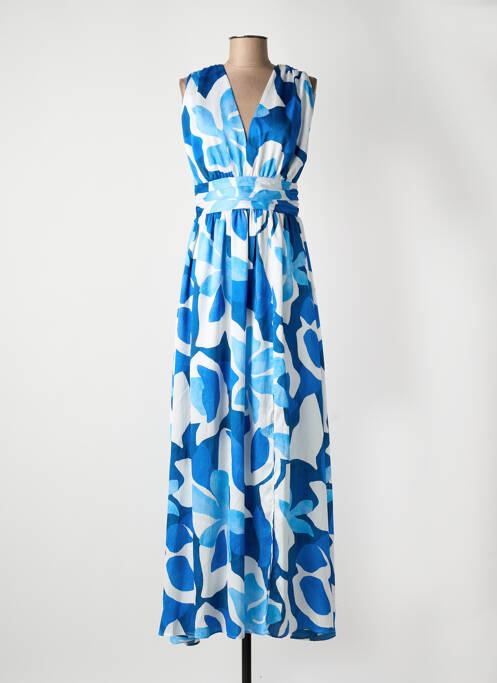 Robe longue imprimé fantaisie sans manche bleu MORGAN femme