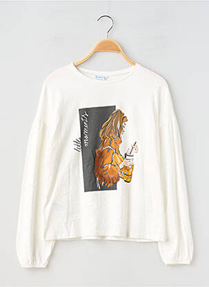 T-shirt coupe droite manches longues blanc MAYORAL fille
