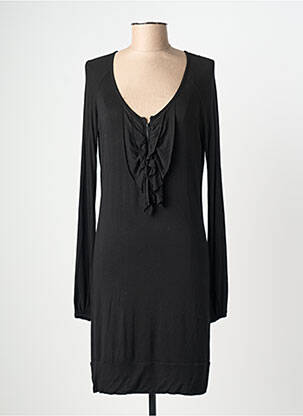 Robe mi-longue manches longues manches longues noir RIVIERES DE LUNE femme