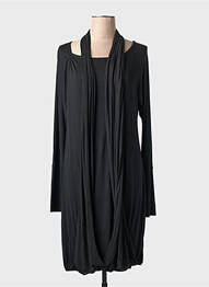 Robe mi-longue coupe fluide manches longues noir PIER ANTONIO GASPARI femme
