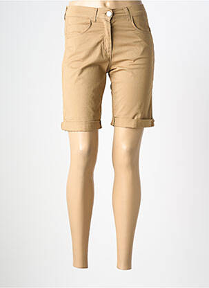 Bermuda fermeture zippée sous rabat boutonné beige EAST DRIVE femme