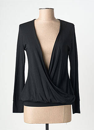 Gilet cache-cœur noir RIVIERES DE LUNE femme