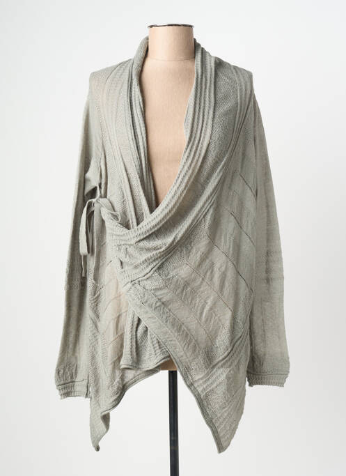 Gilet cache-cœur manches longues gris JAYKO femme