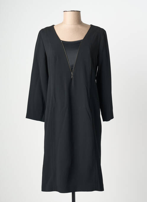 Robe mi-longue manches longues manches longues noir RODIKA femme