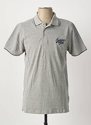 Polo tissage chiné manches courtes gris AMERICAN COLLEGE homme