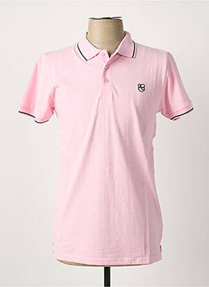 Polo stretch manches courtes rose AMERICAN COLLEGE homme