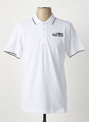 Polo stretch manches courtes blanc U.S ATHLETIC homme
