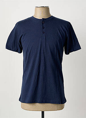 T-shirt col tunisien manches courtes bleu PIERRE CARDIN homme