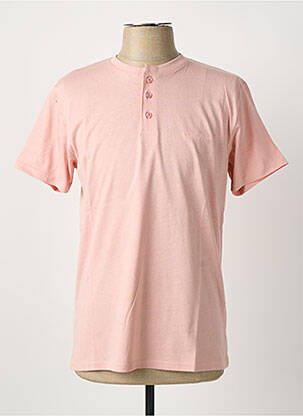 T-shirt col tunisien manches courtes rose PIERRE CARDIN homme