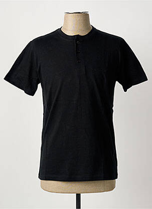 T-shirt col tunisien manches courtes noir PIERRE CARDIN homme