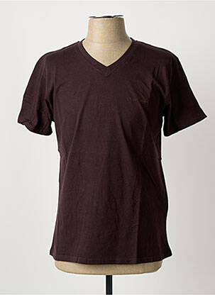 T-shirt broderie manches courtes marron PIERRE CARDIN homme