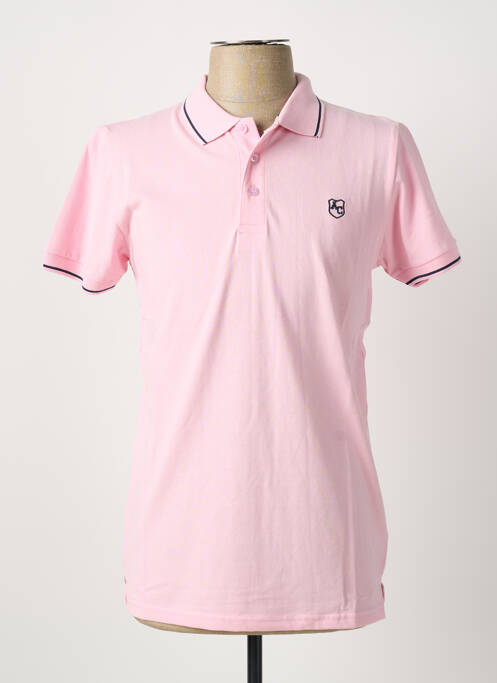 Polo stretch manches courtes rose AMERICAN COLLEGE homme