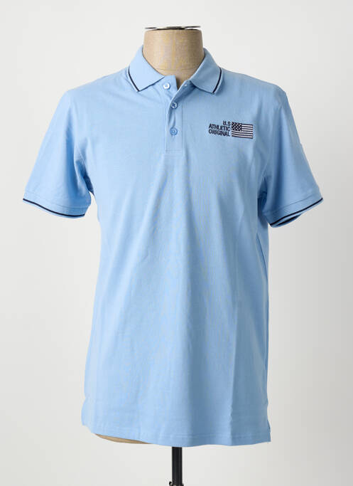 Polo stretch manches courtes bleu U.S ATHLETIC homme