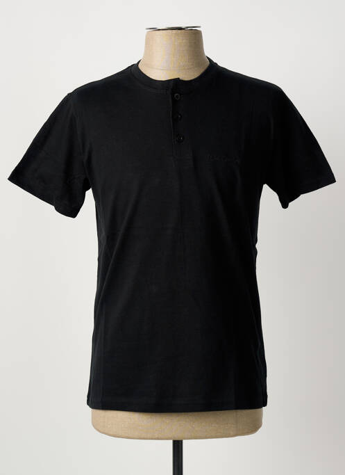 T-shirt col tunisien manches courtes noir PIERRE CARDIN homme