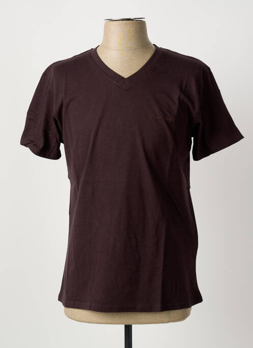 T-shirt broderie manches courtes marron PIERRE CARDIN homme