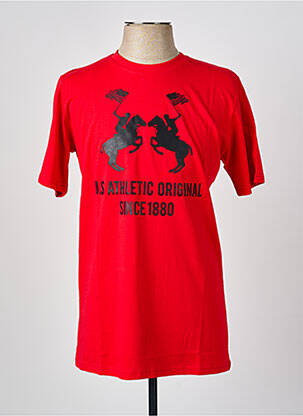 T-shirt stretch manches courtes rouge U.S ATHLETIC homme