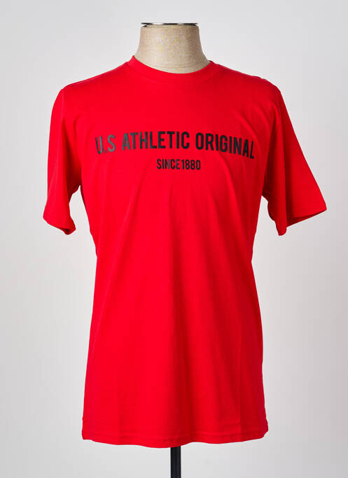 T-shirt stretch manches courtes rouge U.S ATHLETIC homme