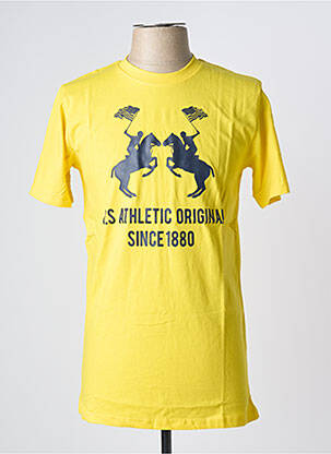 T-shirt stretch manches courtes jaune U.S ATHLETIC homme