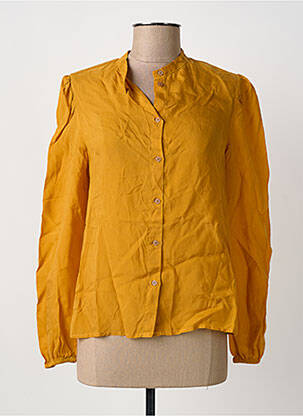 Chemisier tissage crêpe manches longues jaune SYSTEMACTION femme