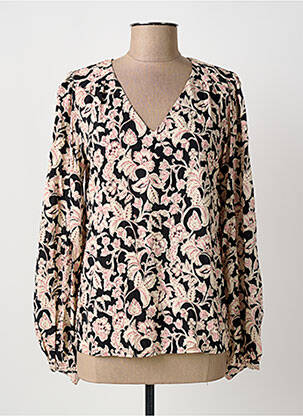 Blouse imprimé fleurs manches longues noir C'EST BEAU LA VIE femme