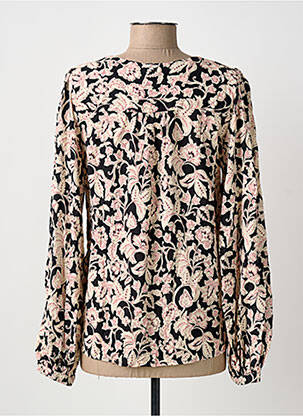 Blouse imprimé fleurs manches longues noir C'EST BEAU LA VIE femme