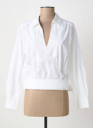 Chemisier tissage popeline manches longues blanc LES P'TITES BOMBES femme