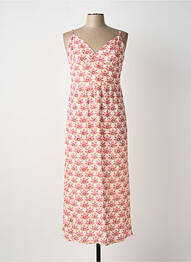 Robe mi-longue imprimé fleurs fines bretelles rose SYSTEMACTION femme