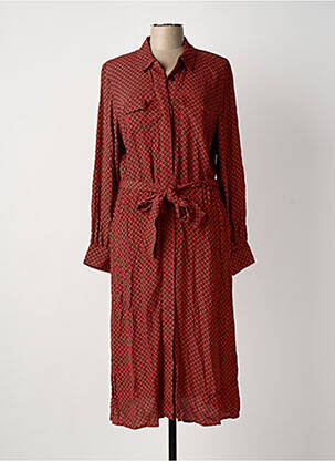 Robe mi-longue coupe fluide manches longues orange OLSEN femme