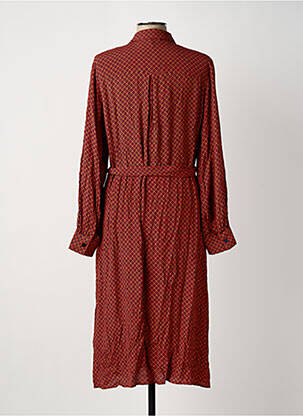 Robe mi-longue imprimé fleurs manches longues orange OLSEN femme