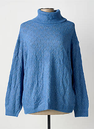Pull col roulé tissage chiné manches longues bleu JENSEN femme
