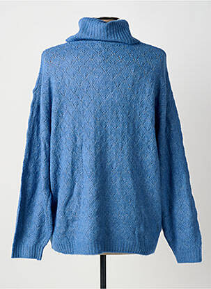 Pull col roulé tissage chiné manches longues bleu JENSEN femme