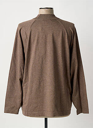 Pull tissage chiné manches longues marron SIGNATURE femme