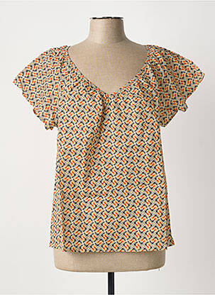 Blouse tissage popeline manches courtes orange C'EST BEAU LA VIE femme