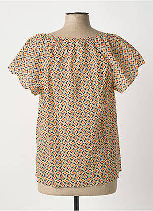 Blouse tissage popeline manches courtes orange C'EST BEAU LA VIE femme