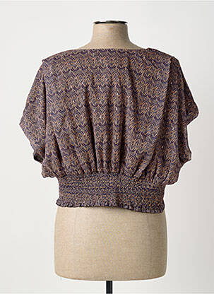 Blouse légère et transparente manches courtes marron SYSTEMACTION femme