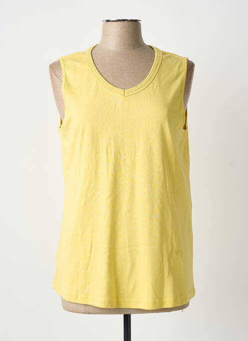 Débardeur col v sans manche jaune SIGNATURE femme