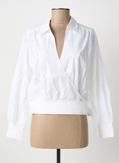 Chemisier tissage popeline manches longues blanc LES P'TITES BOMBES femme