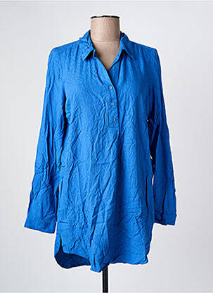 Tunique manches longues col chemisier bleu SIGNATURE femme