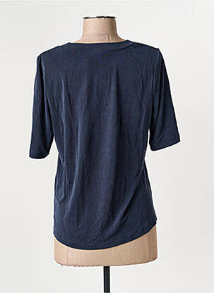 T-shirt col v manches courtes bleu SIGNATURE femme