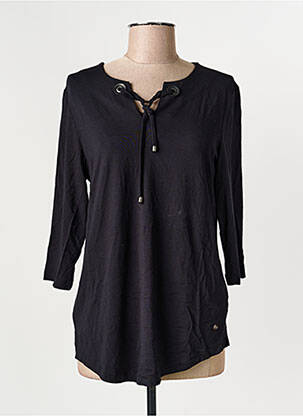 T-shirt col v manches 3/4 noir OLSEN femme
